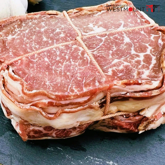 Box of Wagyu Beef Medallions Wrapped with Wagyu Bacon -